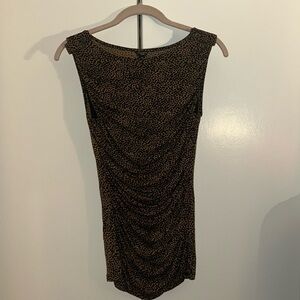 Ann Taylor animal print top with ruching. Front lined